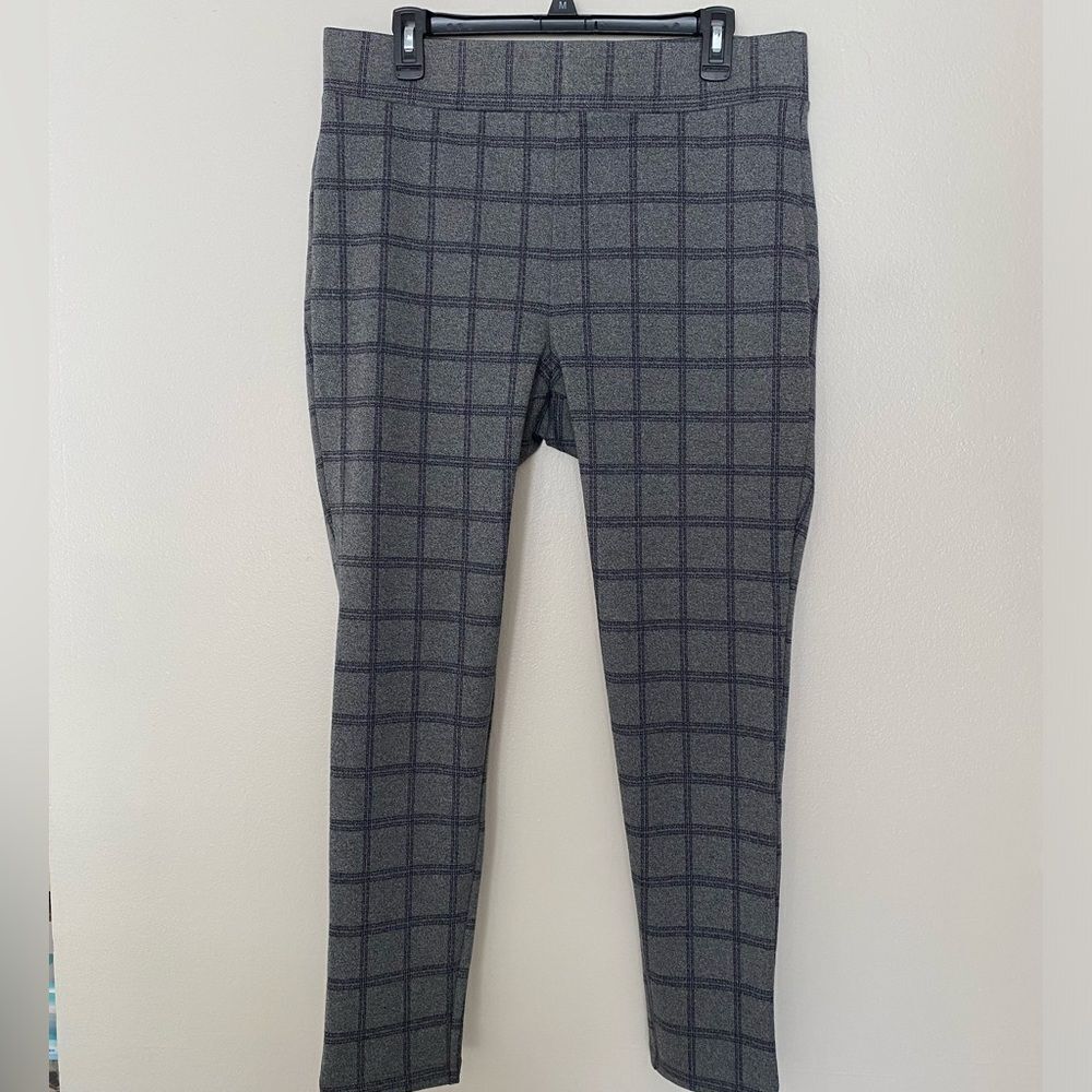 LOFT Women's Gray Plaid Chinos